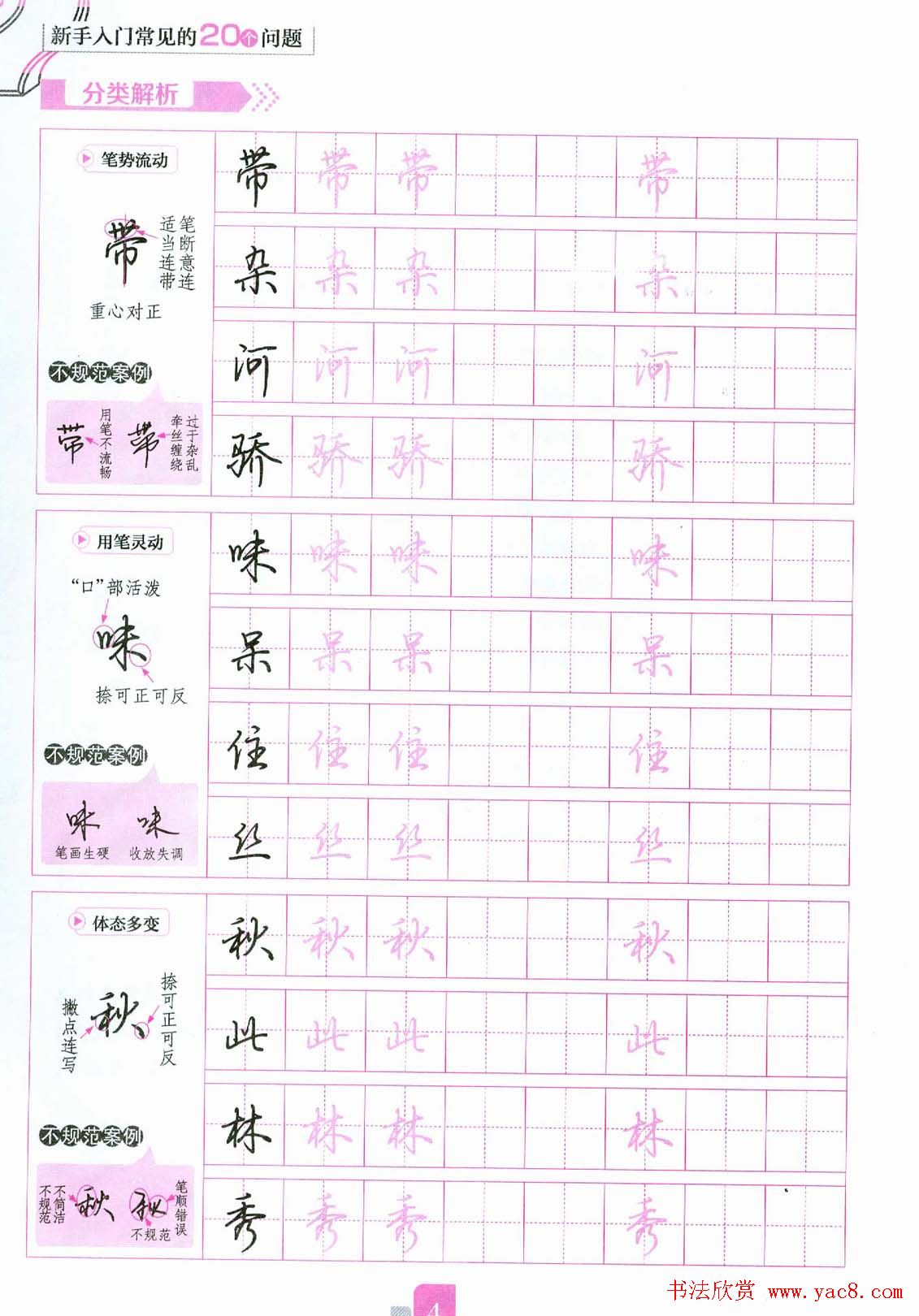 荆霄鹏硬笔行楷字帖《新手入门常见的20个问题》