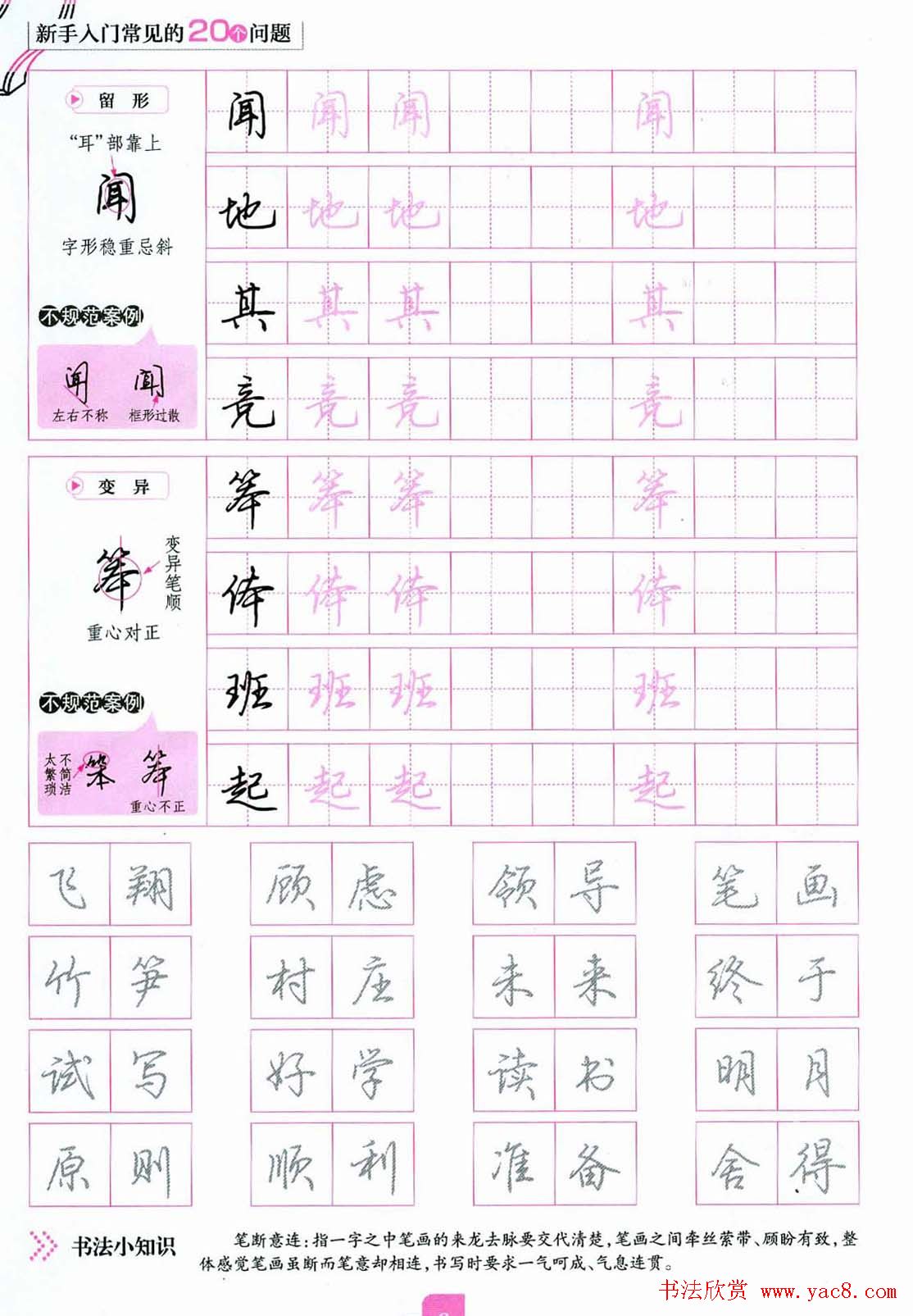 荆霄鹏硬笔行楷字帖《新手入门常见的20个问题》