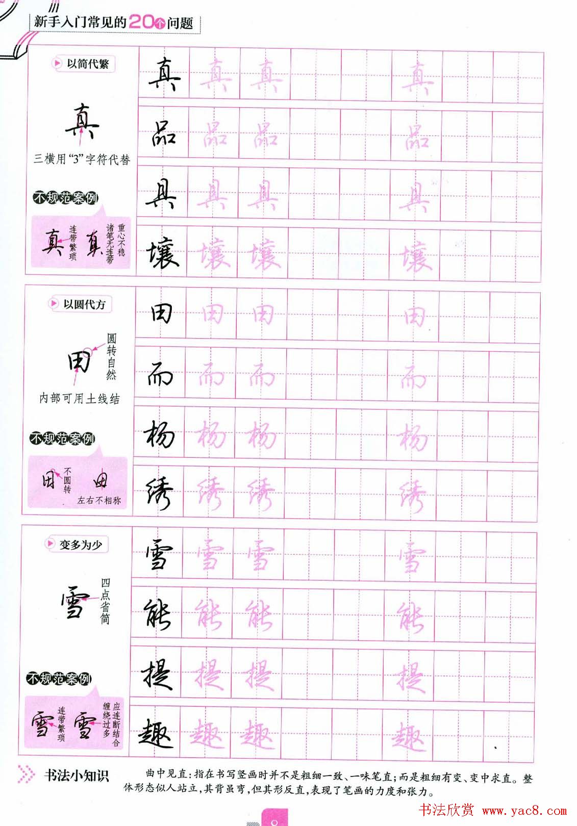 荆霄鹏硬笔行楷字帖《新手入门常见的20个问题》