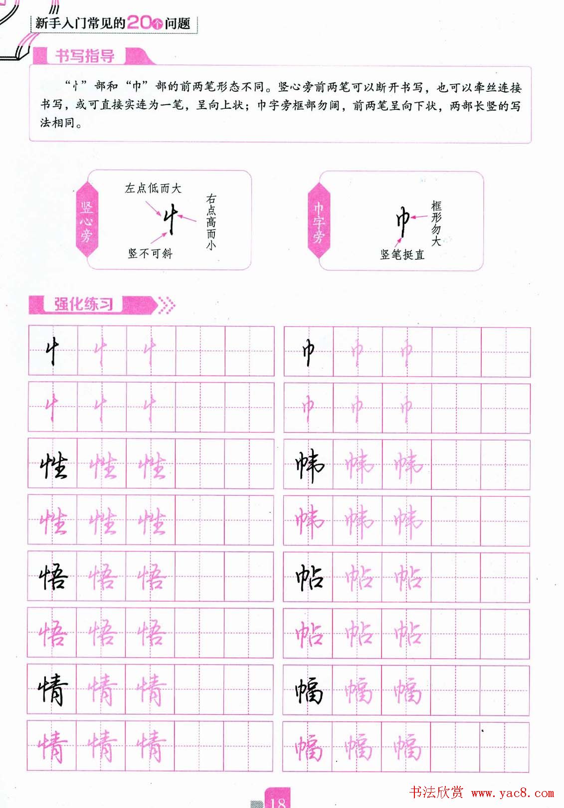 荆霄鹏硬笔行楷字帖《新手入门常见的20个问题》