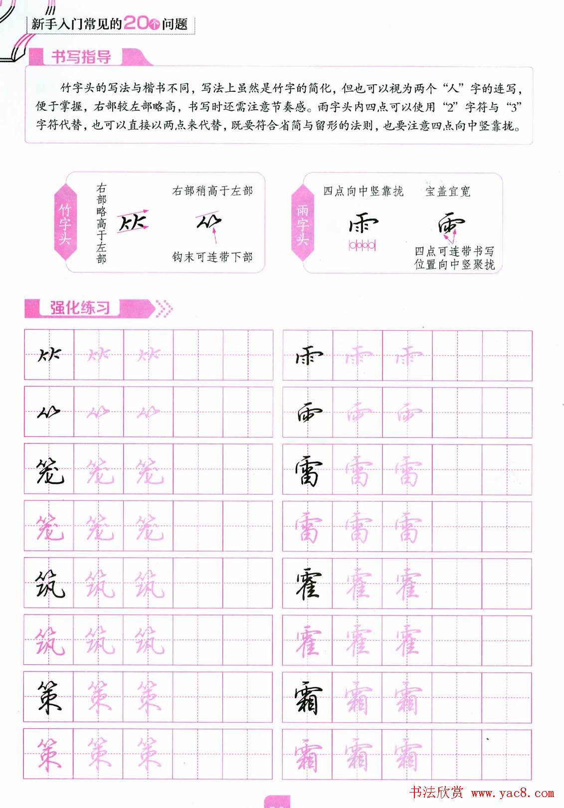 荆霄鹏硬笔行楷字帖《新手入门常见的20个问题》