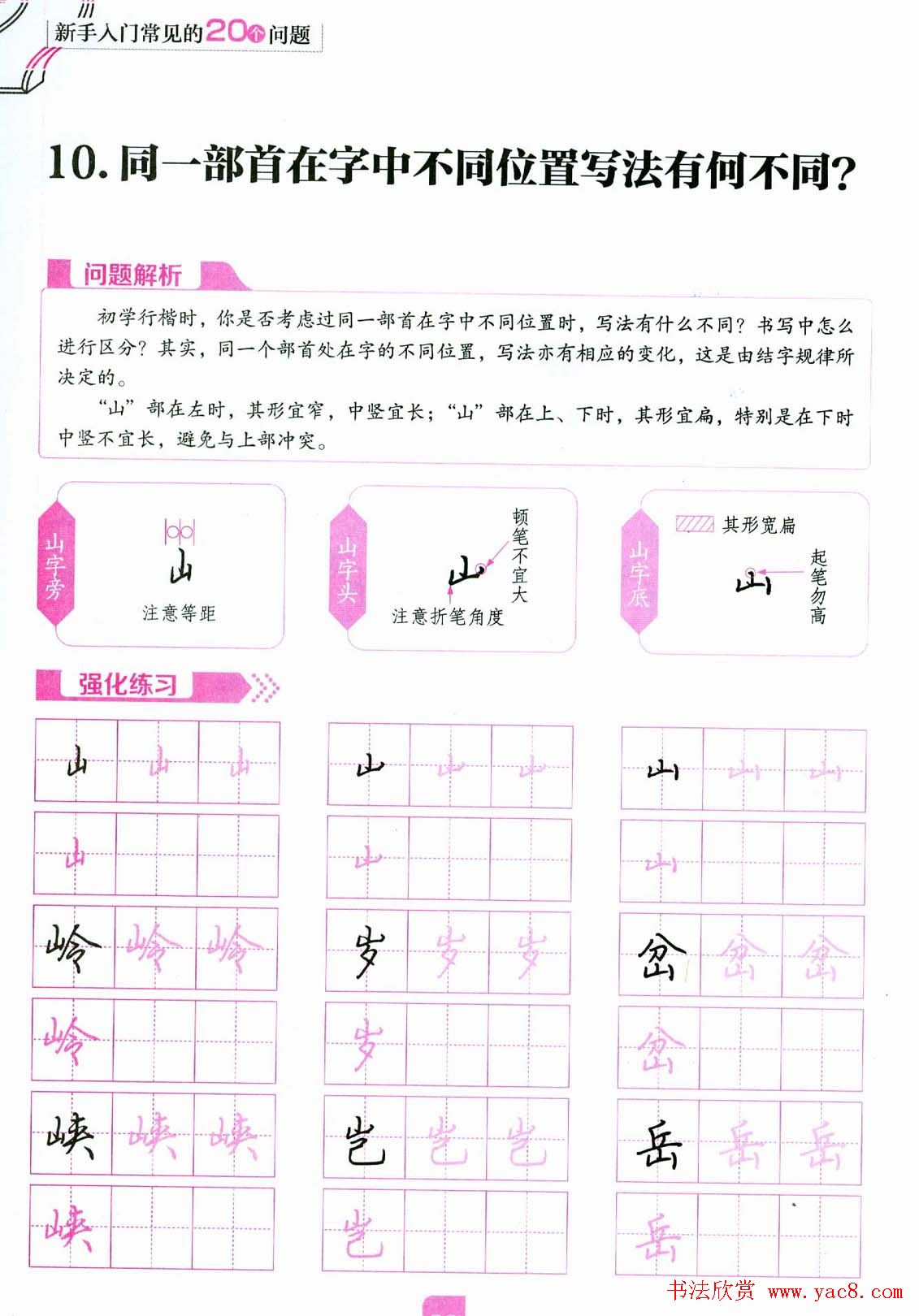 荆霄鹏硬笔行楷字帖《新手入门常见的20个问题》