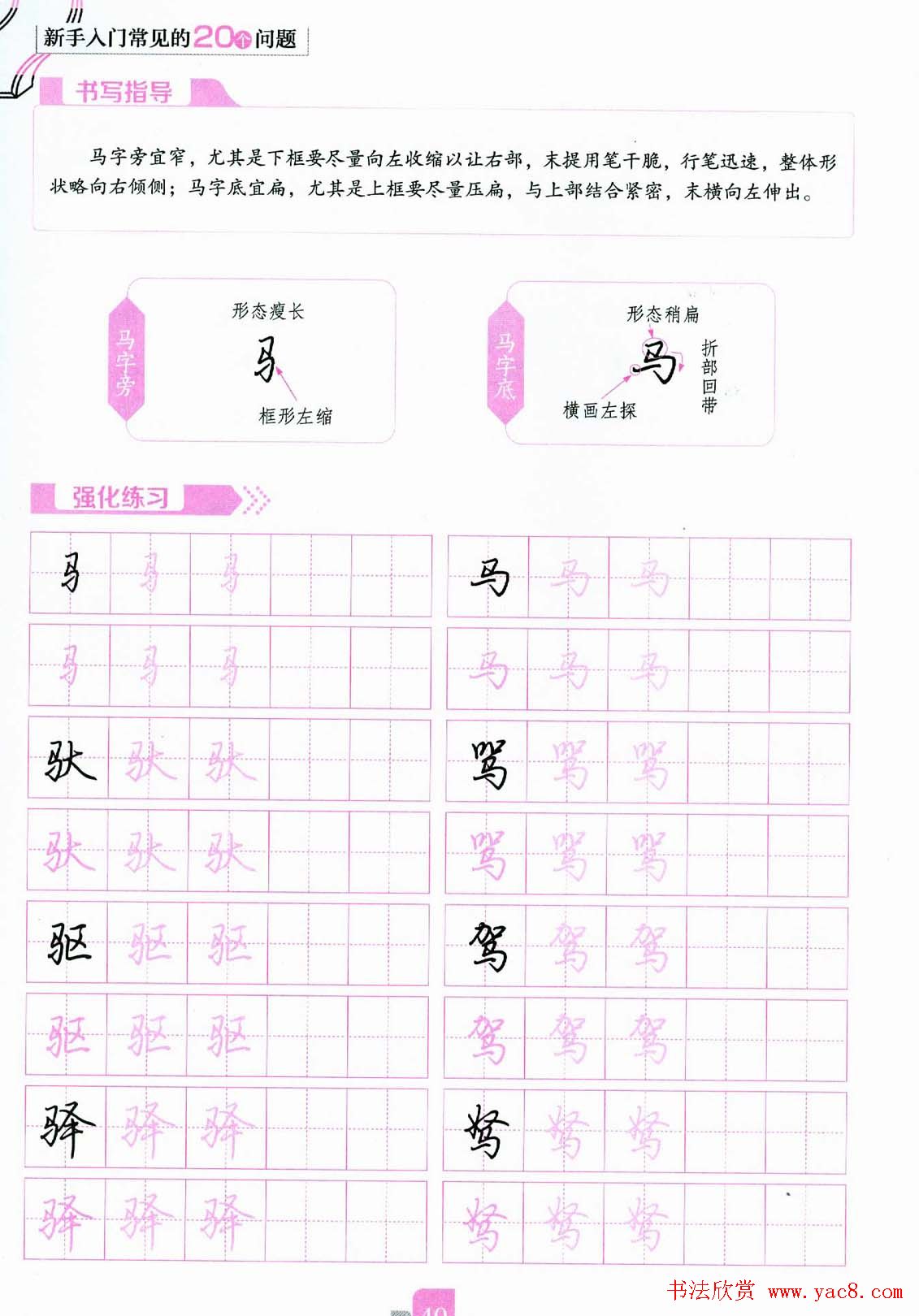 荆霄鹏硬笔行楷字帖《新手入门常见的20个问题》