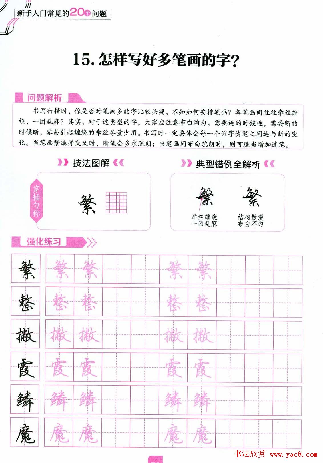 荆霄鹏硬笔行楷字帖《新手入门常见的20个问题》
