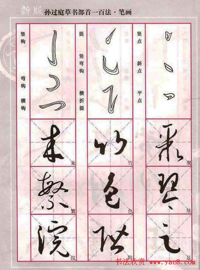 历代名家字帖《孙过庭草书部首一百法》