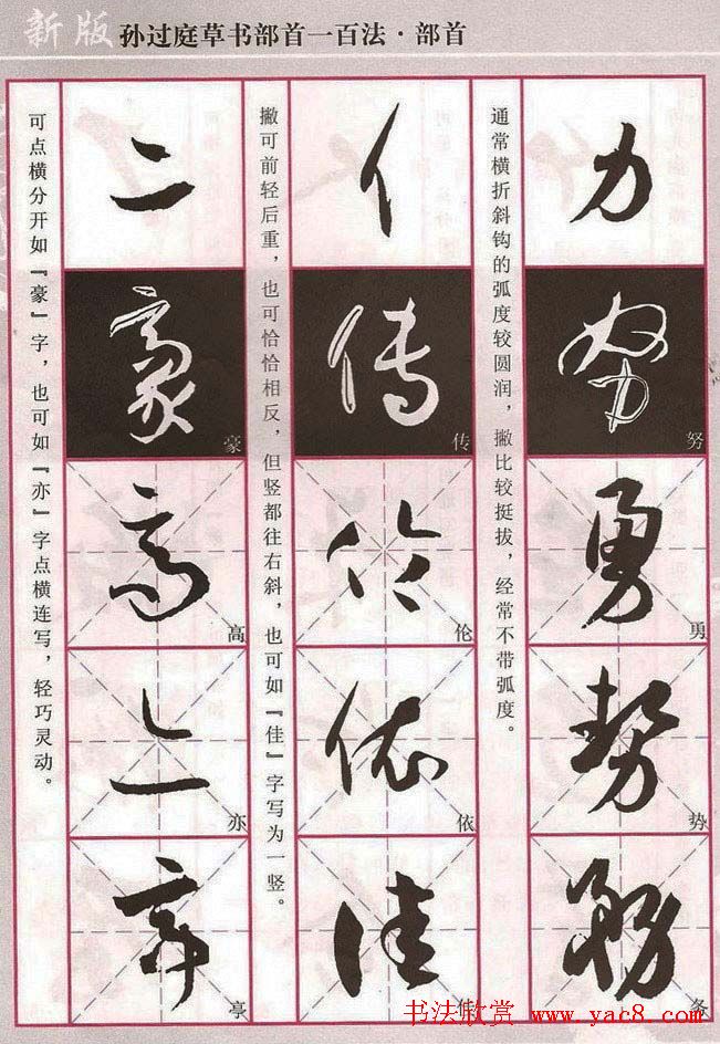 历代名家字帖《孙过庭草书部首一百法》