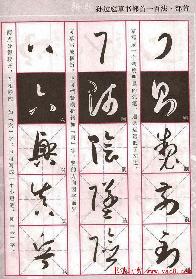 历代名家字帖《孙过庭草书部首一百法》