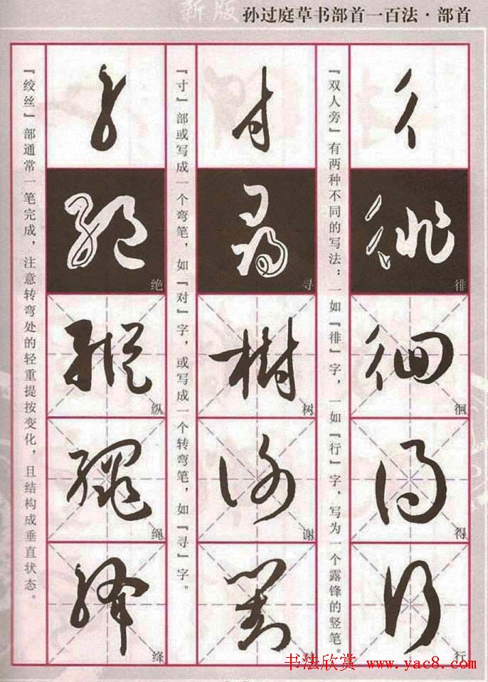 历代名家字帖《孙过庭草书部首一百法》