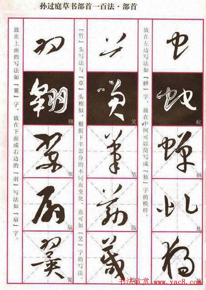 历代名家字帖《孙过庭草书部首一百法》