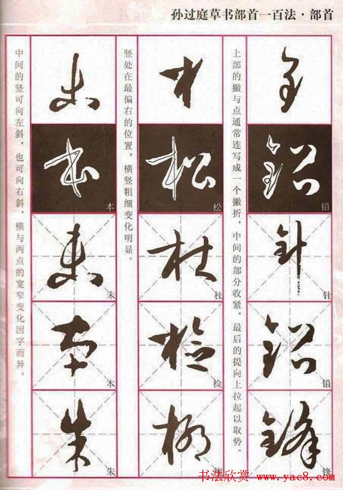 历代名家字帖《孙过庭草书部首一百法》