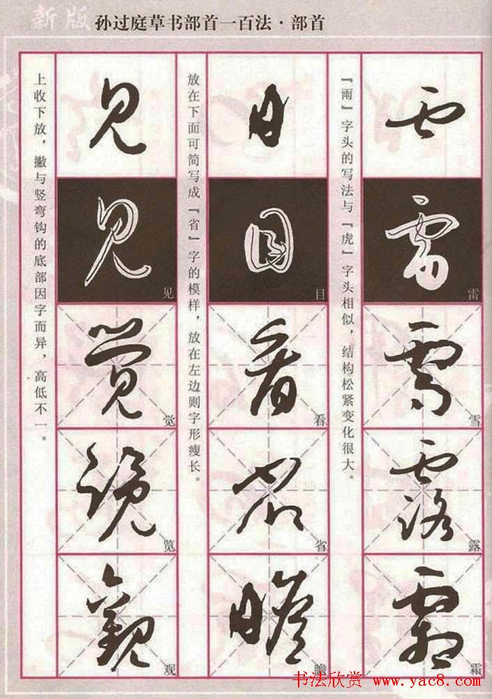 历代名家字帖《孙过庭草书部首一百法》