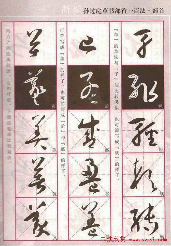 历代名家字帖《孙过庭草书部首一百法》