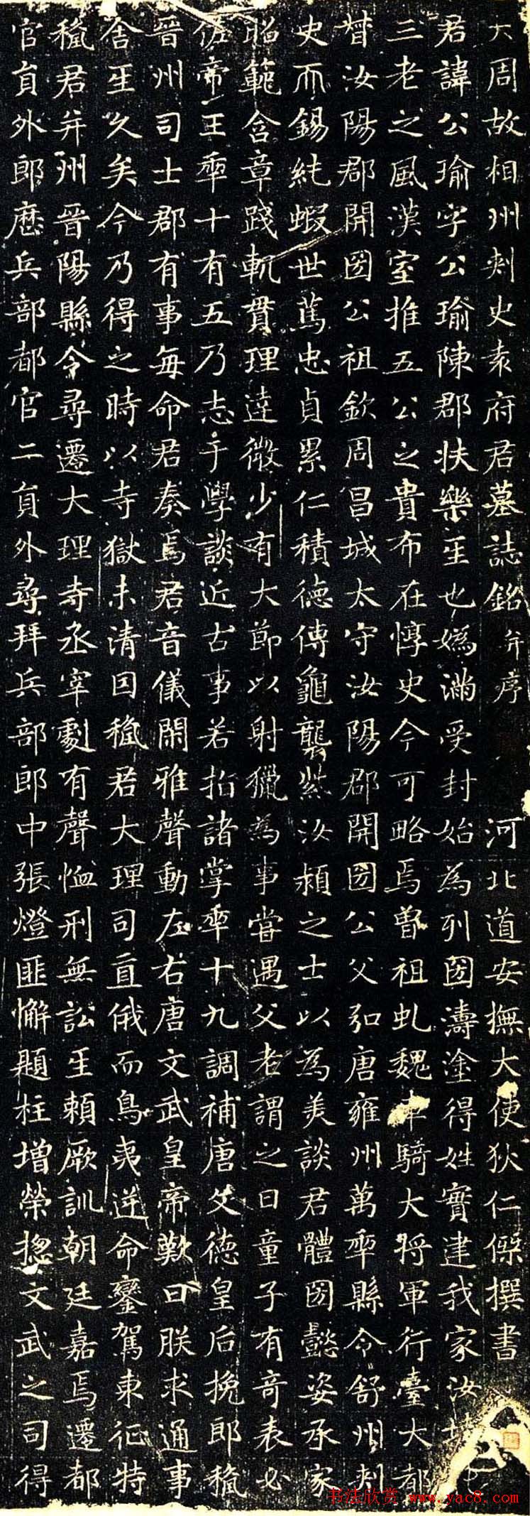 狄仁杰书法欣赏楷书拓片《袁公瑜墓志》