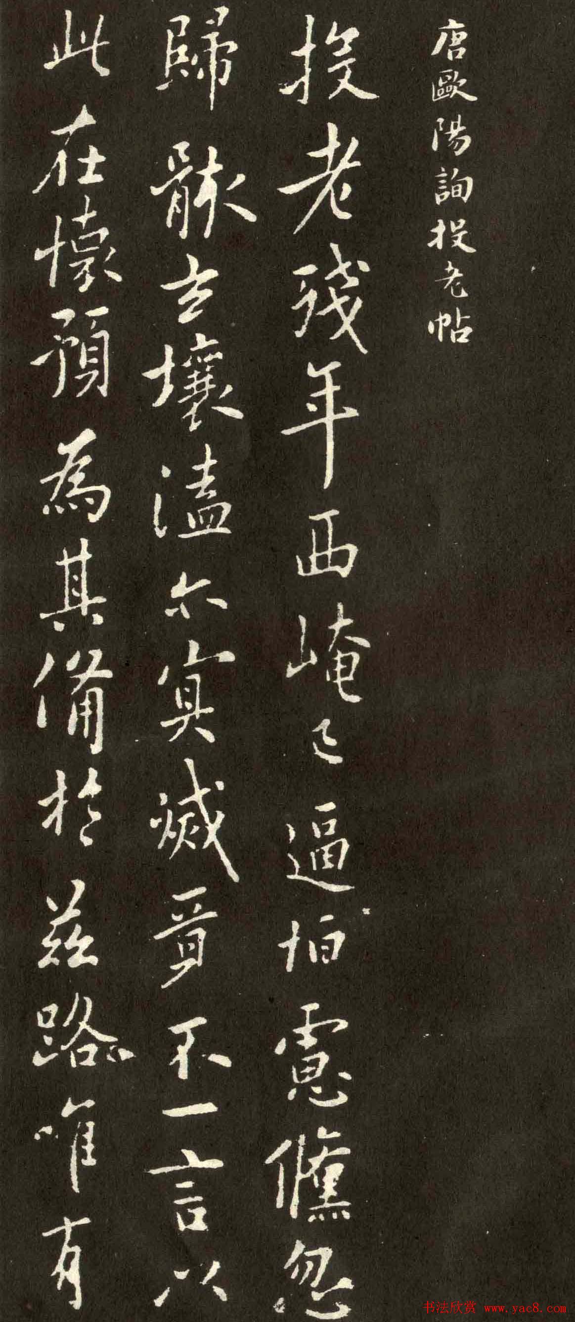 欧阳询行书欣赏《投老帖》两种