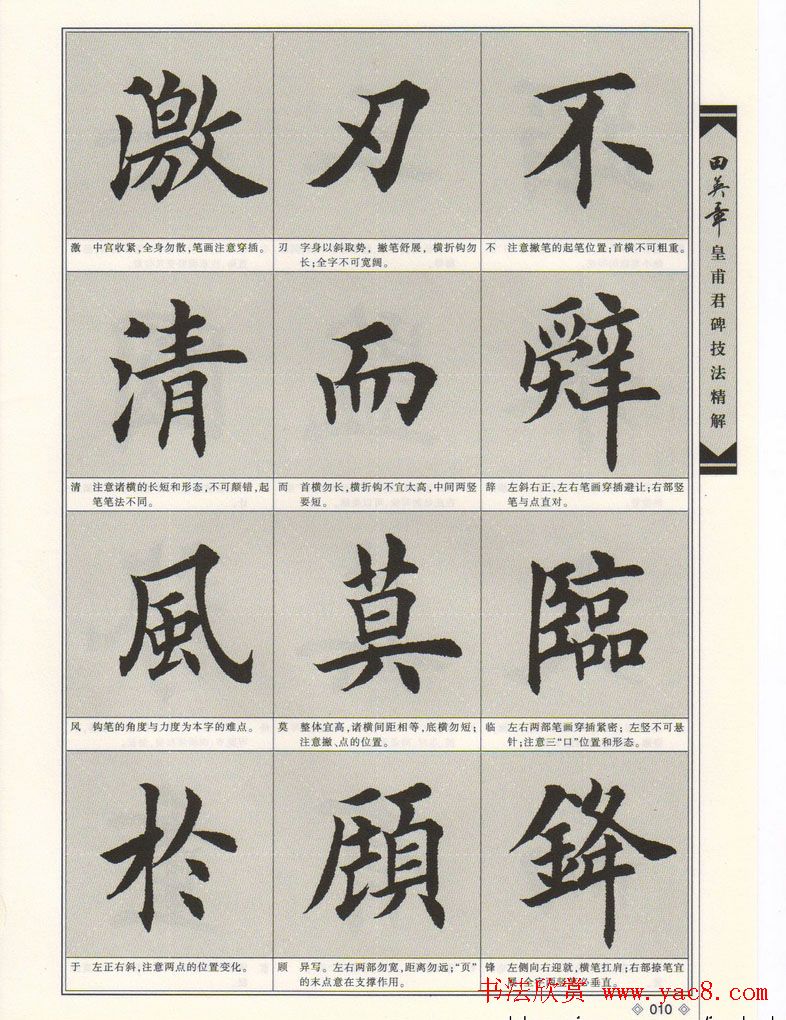 欧楷字帖欣赏《田英章皇甫君碑技法精解》