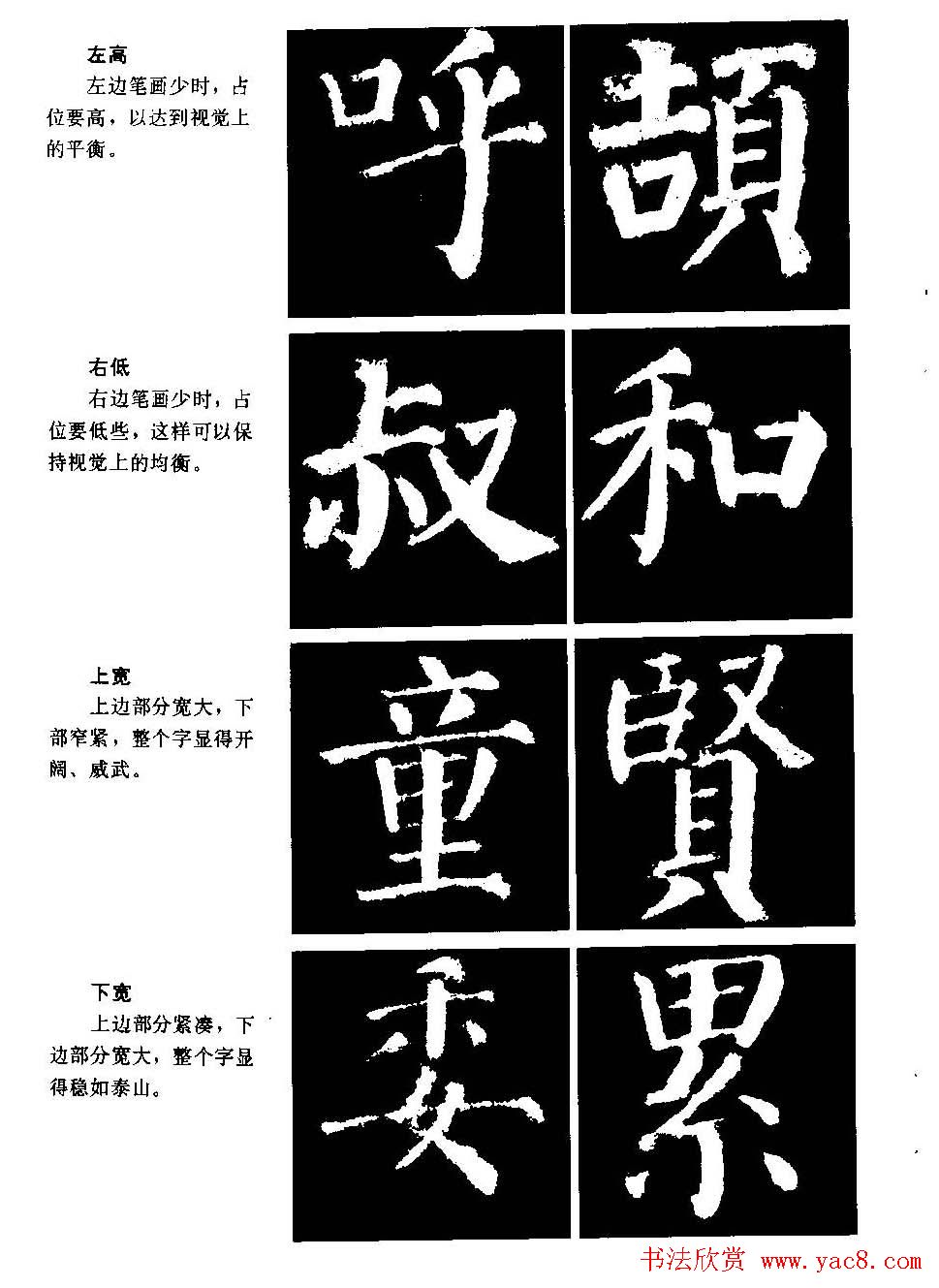 颜勤礼碑的笔画写法及部首组合法
