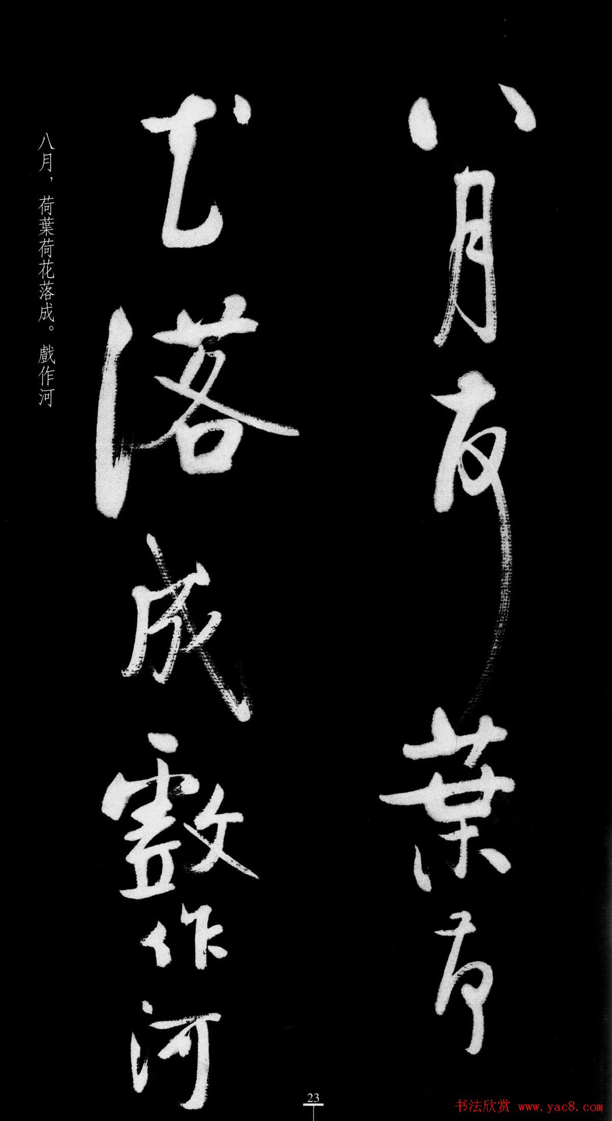 启功行书字帖临八大山人《荷上花歌帖》