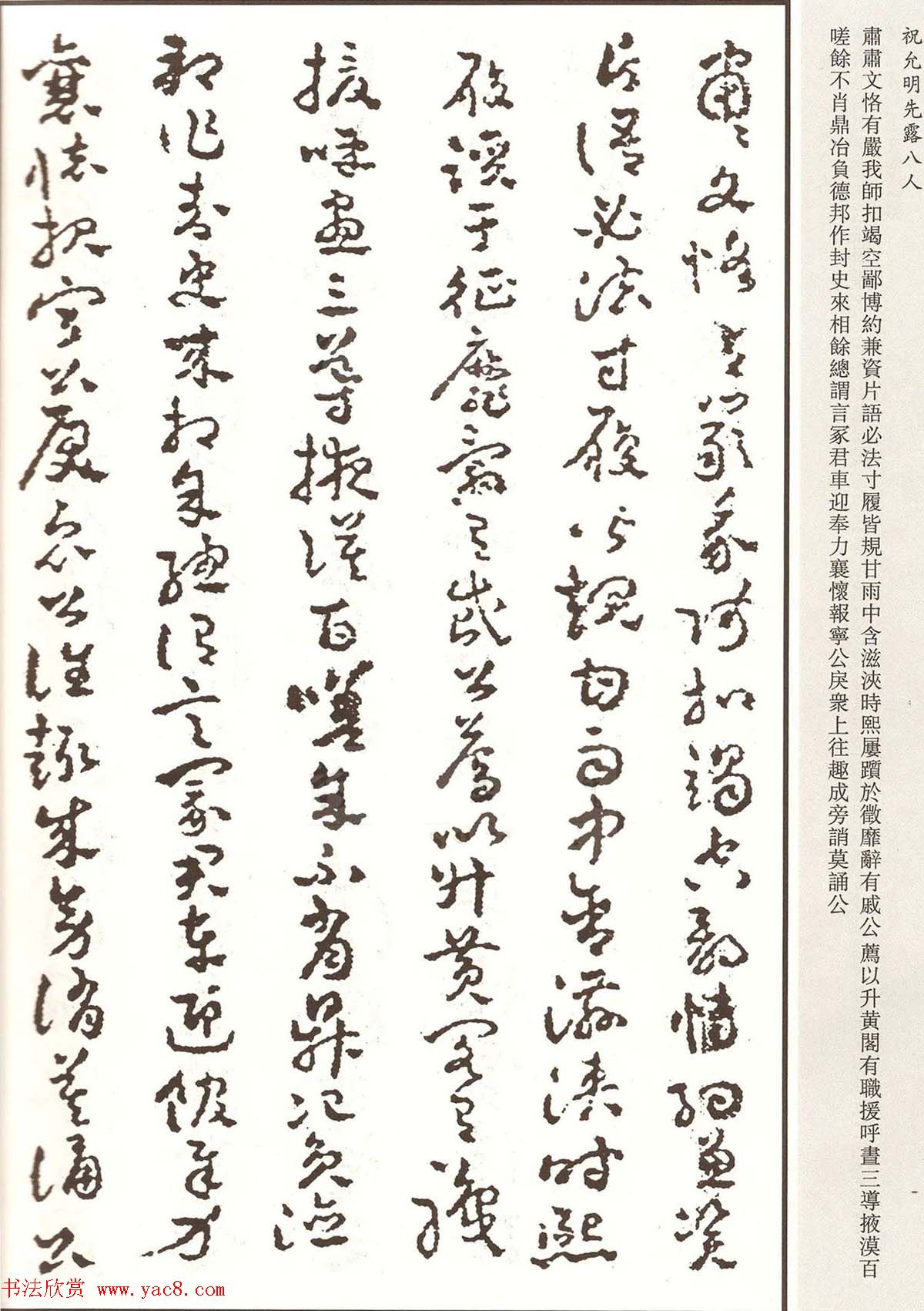 祝允明章草书法作品欣赏《先露八人》