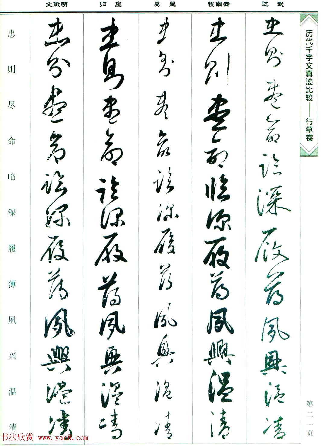 行草图书《历代千字文真迹比较-行草卷》