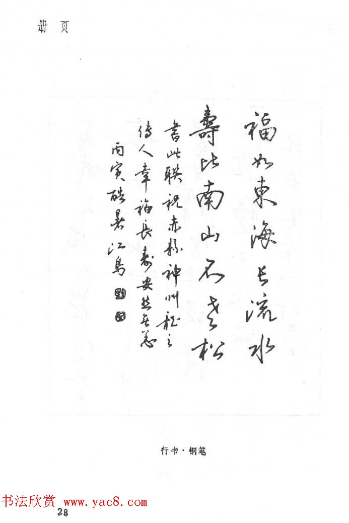 沈鸿根硬笔书法字帖《江鸟钢笔书法》