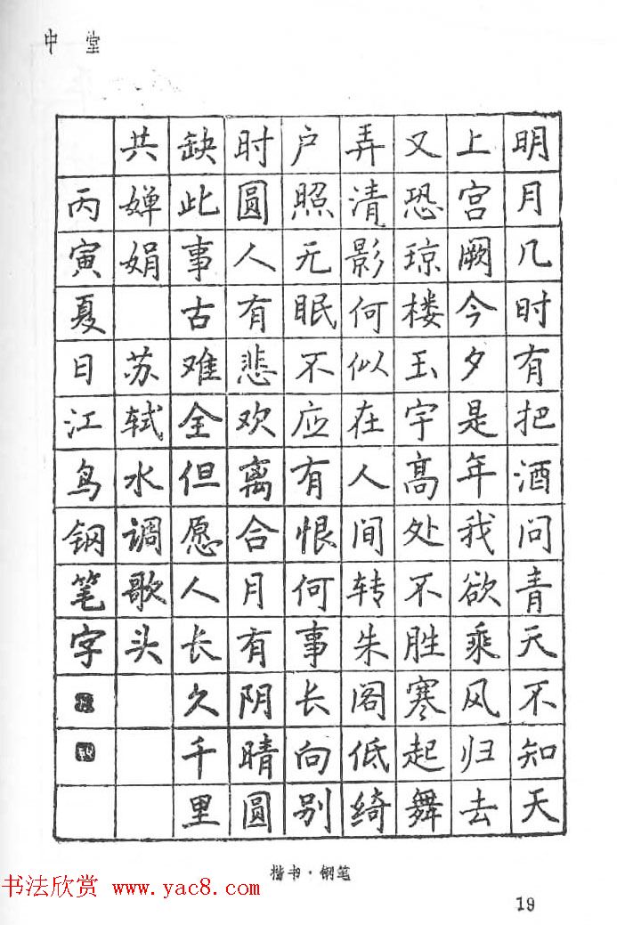 沈鸿根硬笔书法字帖《江鸟钢笔书法》