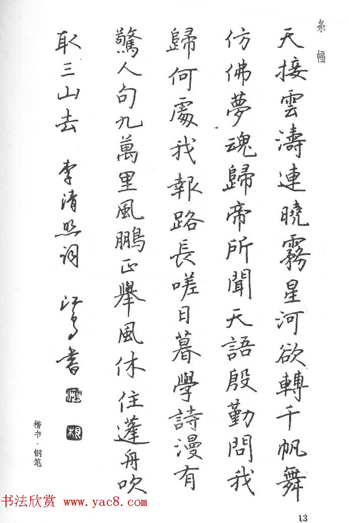 沈鸿根硬笔书法字帖《江鸟钢笔书法》