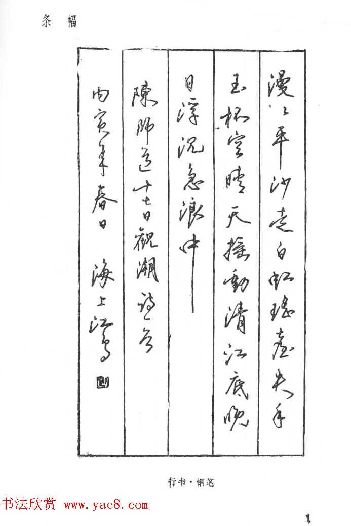 沈鸿根硬笔书法字帖《江鸟钢笔书法》