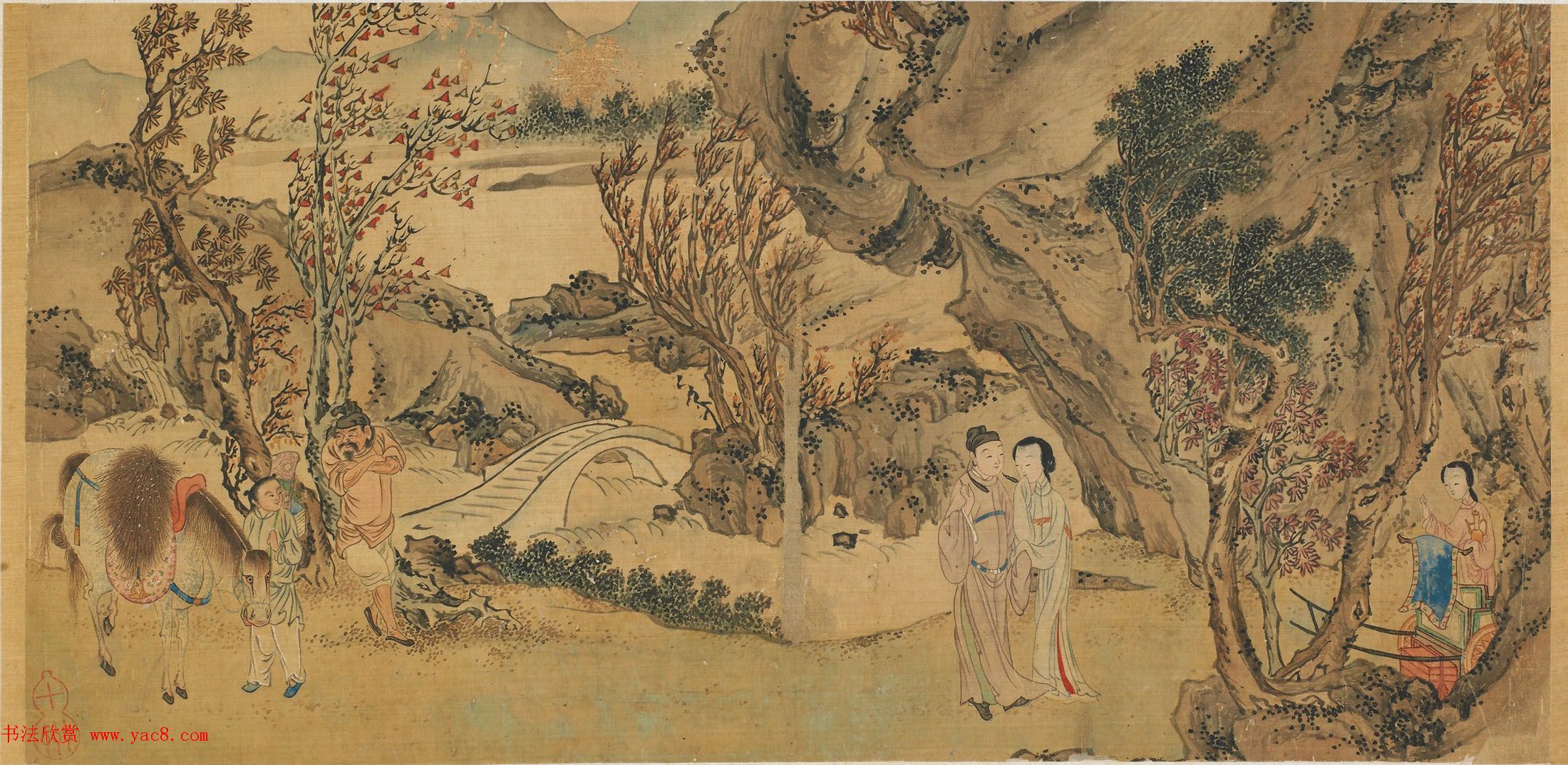 仇英款西厢记图八页美国弗利尔美术馆藏