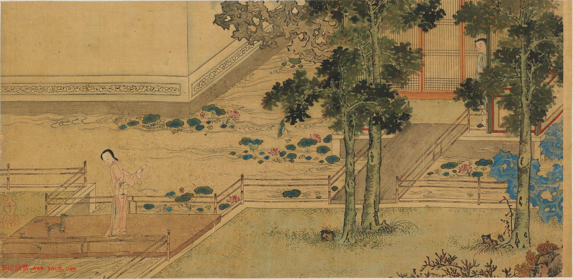 仇英款西厢记图八页美国弗利尔美术馆藏