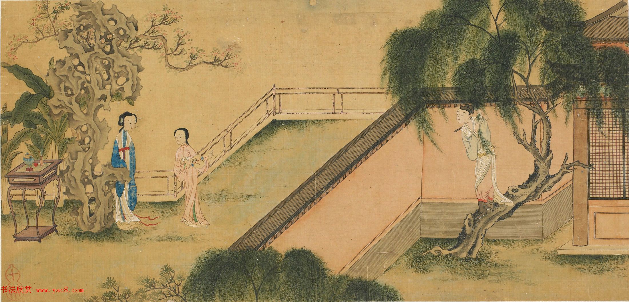 仇英款西厢记图八页美国弗利尔美术馆藏