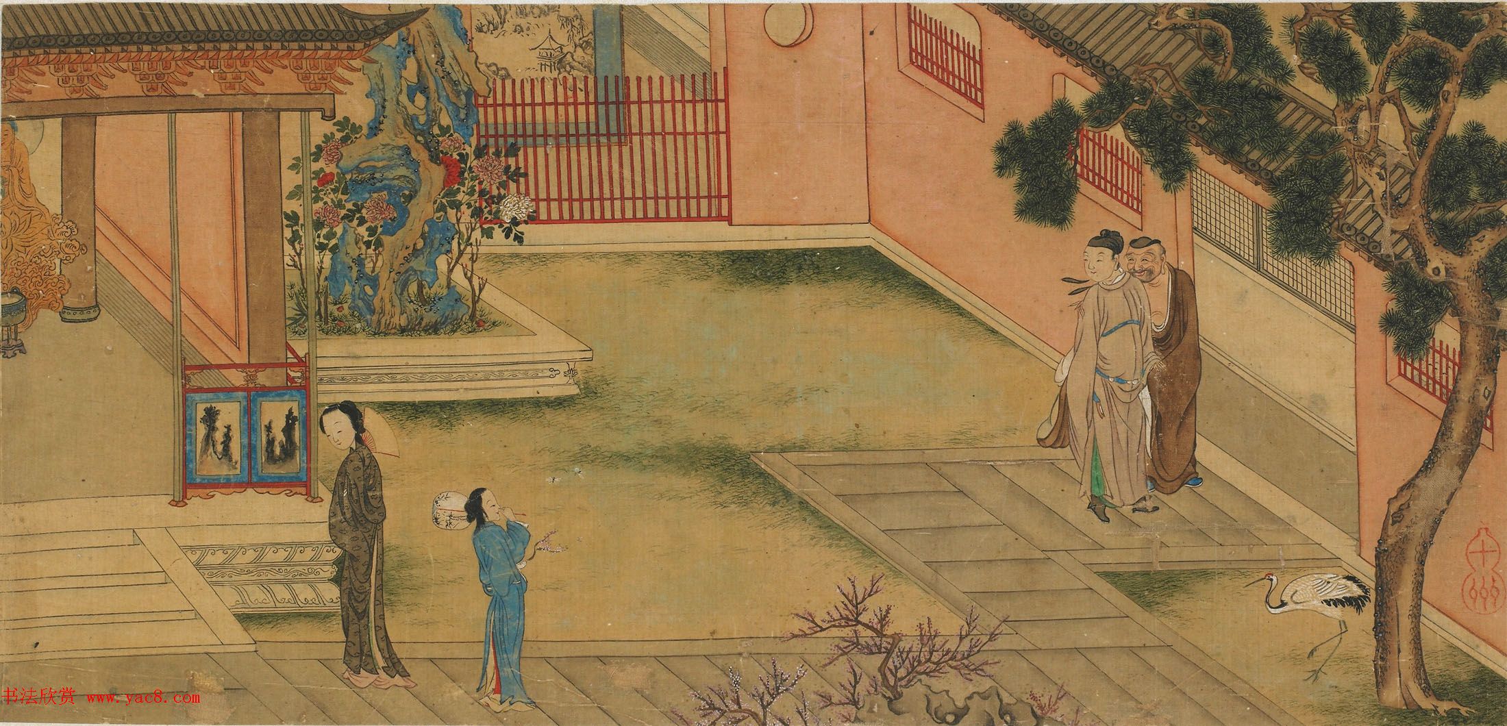 仇英款西厢记图八页美国弗利尔美术馆藏