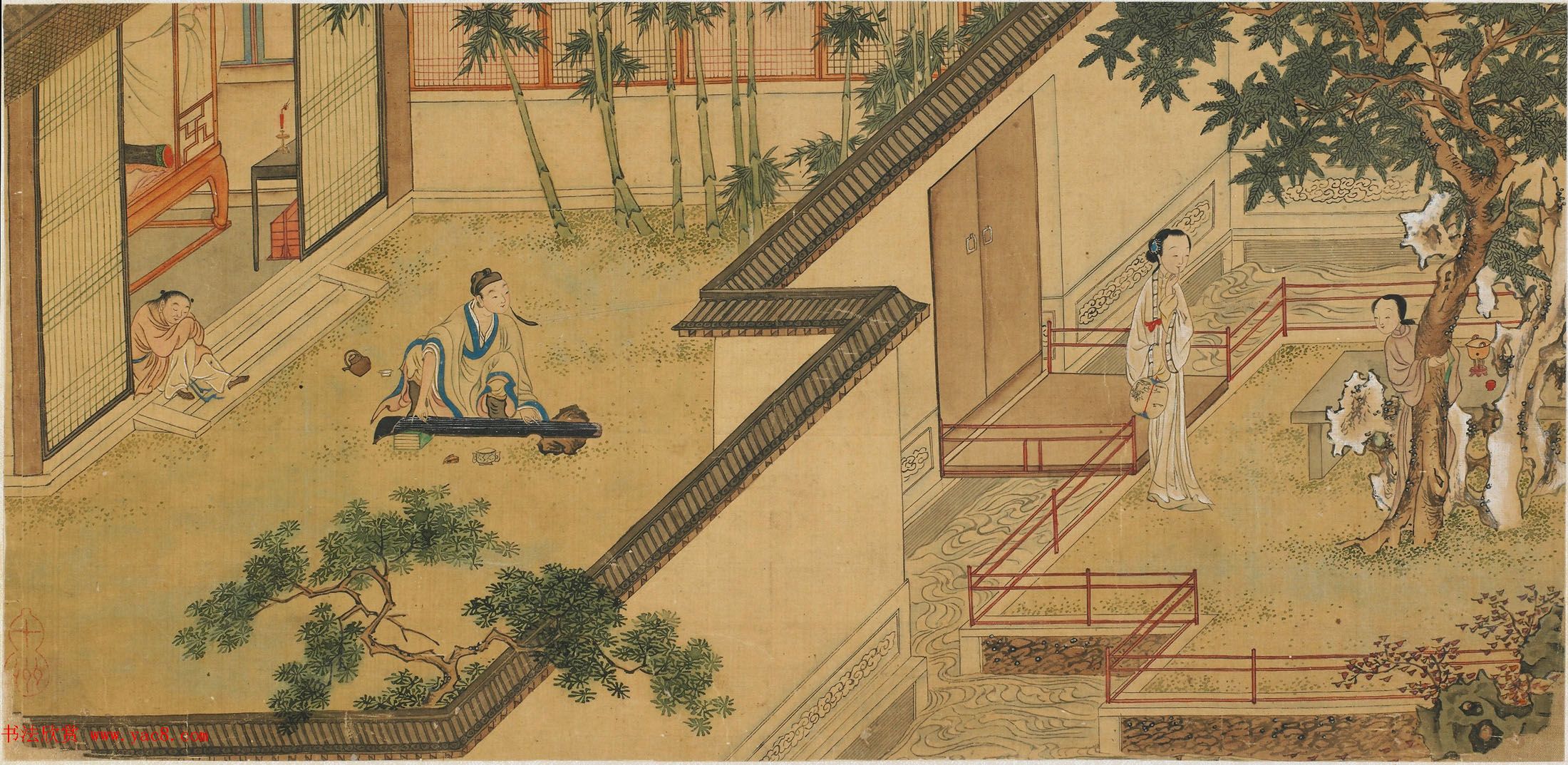 仇英款西厢记图八页美国弗利尔美术馆藏