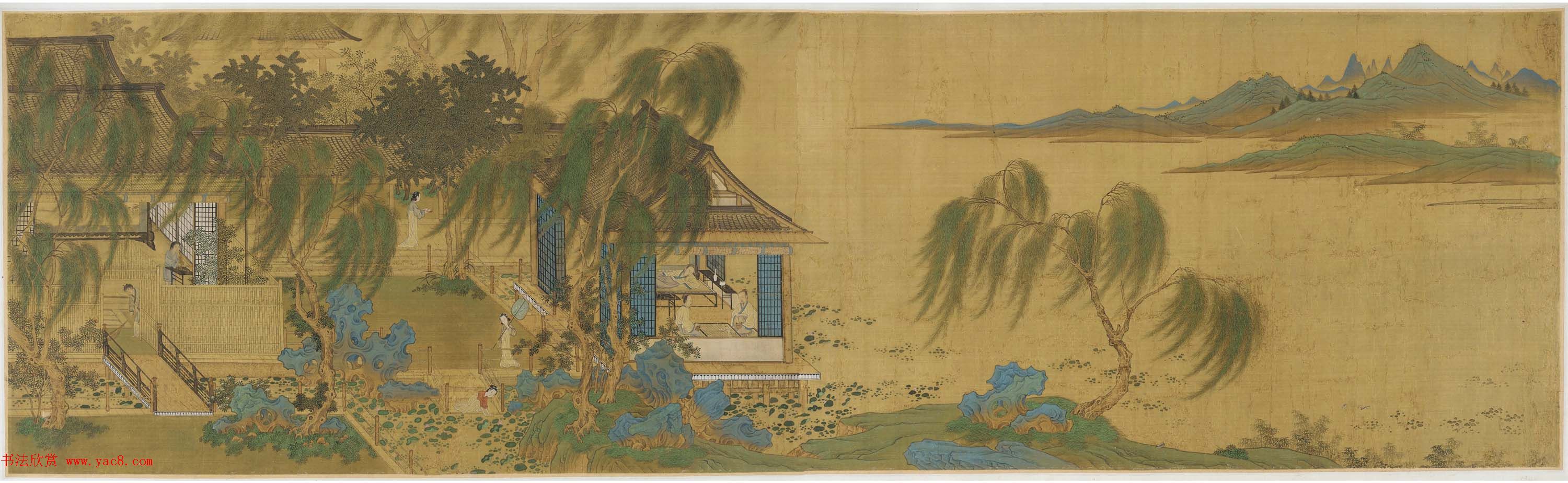 清佚名蓬莱仙弈图卷美国弗利尔美术馆藏