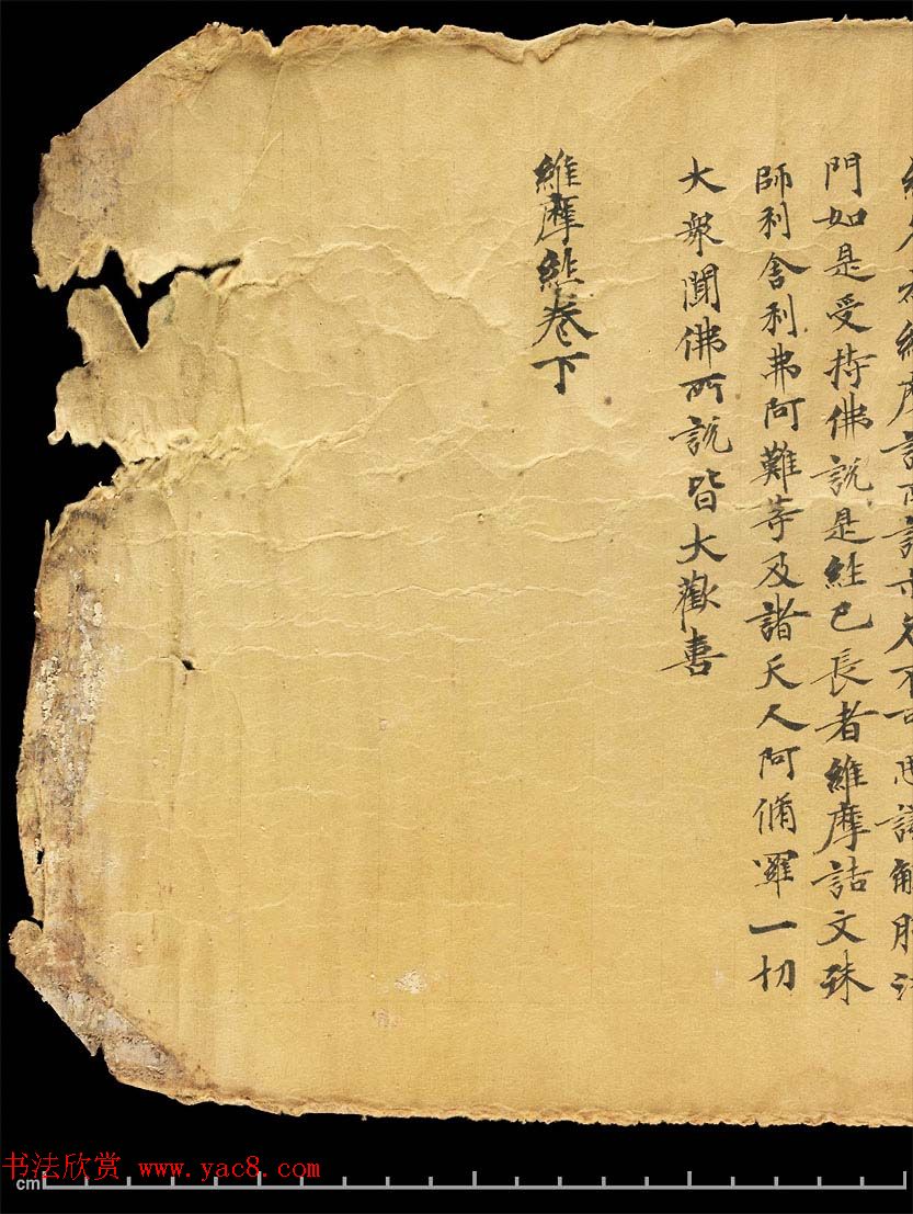 斯坦因敦煌手稿欣赏《维摩诘经卷下》大英图书馆藏