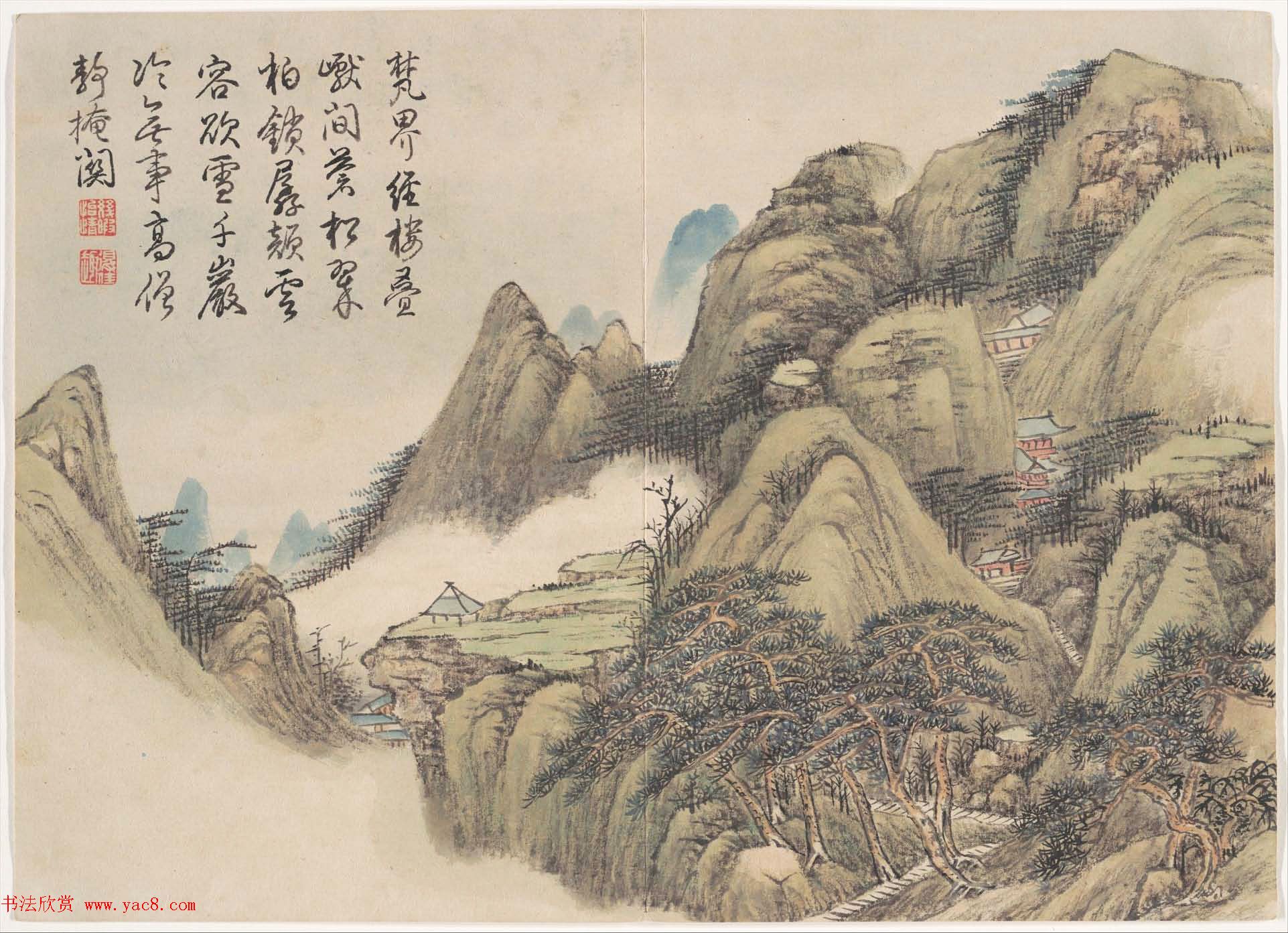 清代钱维城绘画欣赏《景敷四气冬景图》大都会博物馆藏