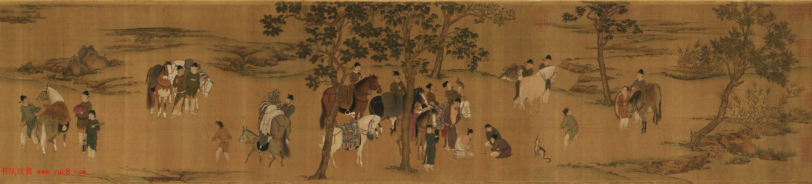 宋徽宗赵佶书画欣赏《唐十八学士图卷》台北故宫博物院藏