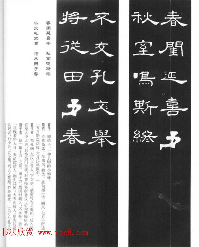 《汉泰山都尉孔宙碑》隶书集联欣赏102副