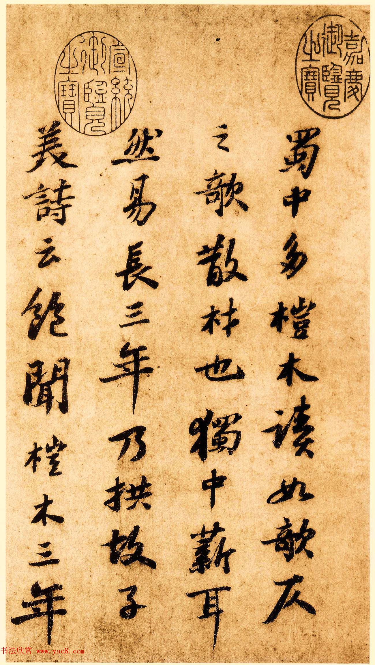 苏轼行书墨迹赏析《杜甫桤木诗卷帖》