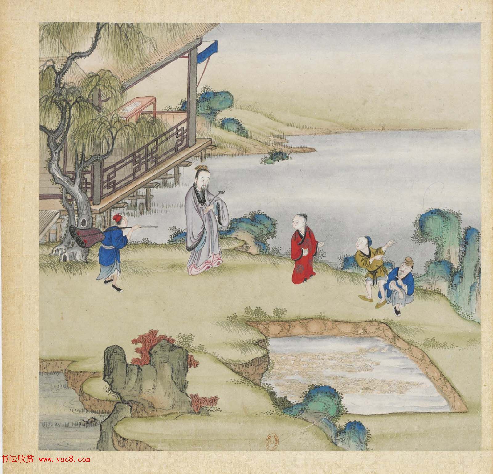 彩色字画大图欣赏《新诗造纸书画谱》