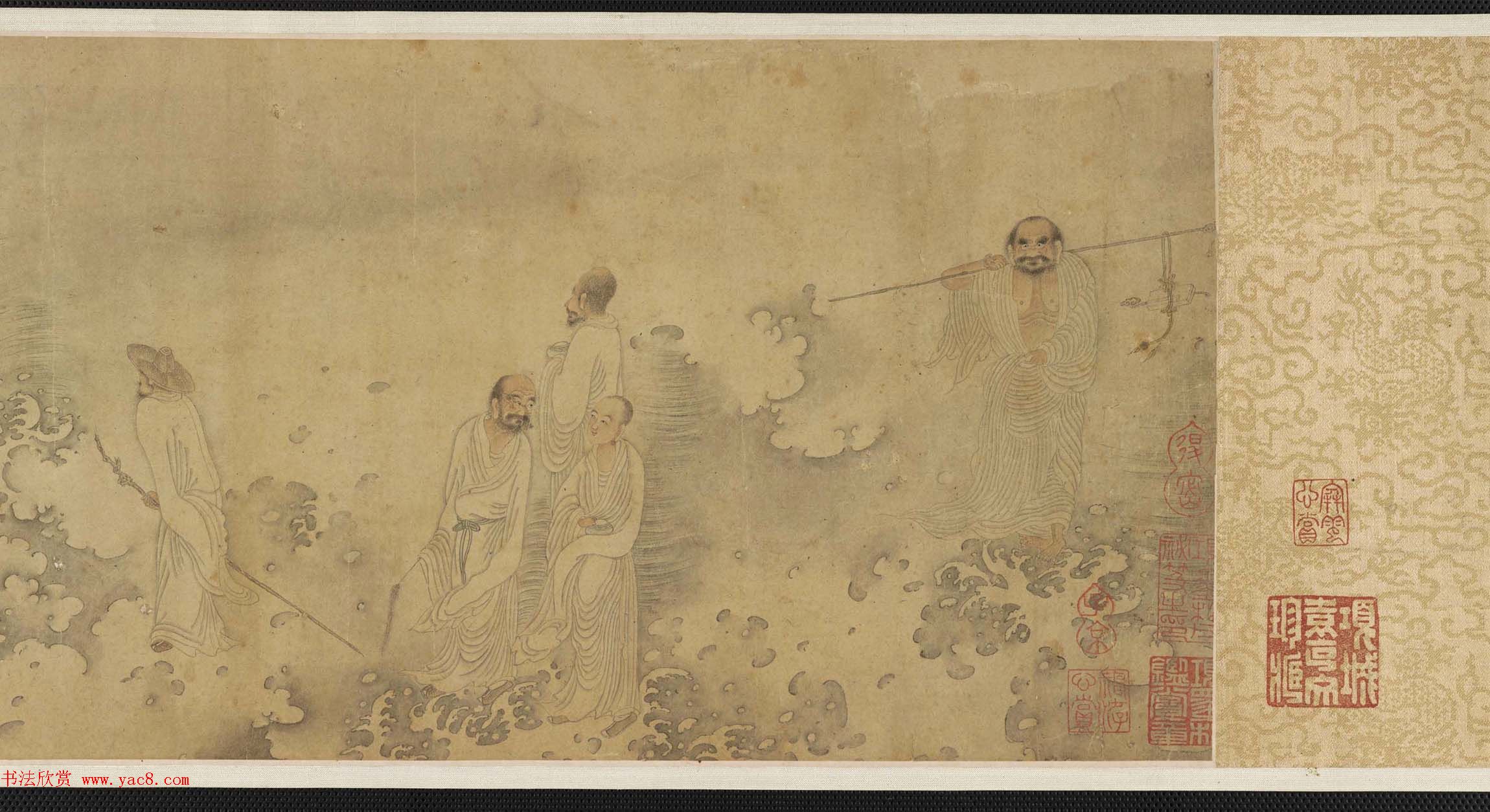 北宋李公麟十二罗汉图附书法题跋美国弗利尔美术馆藏