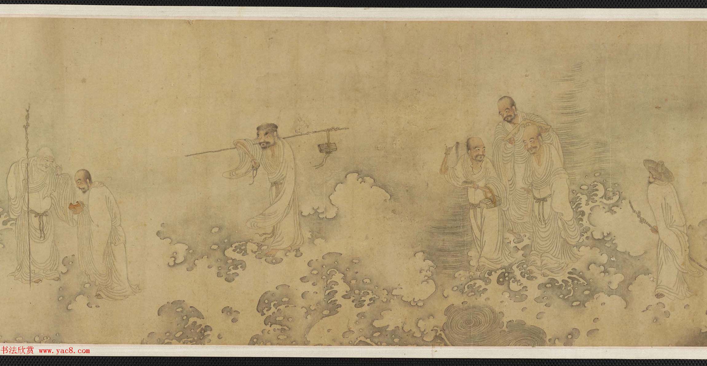 北宋李公麟十二罗汉图附书法题跋美国弗利尔美术馆藏