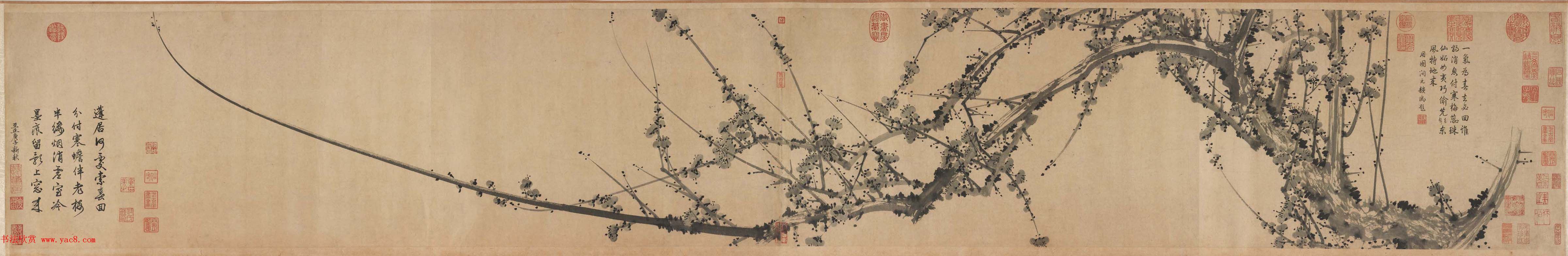 元代邹复雷画梅赏析《春消息图卷》附杨维桢书法题跋