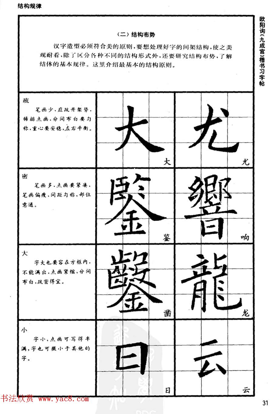 欧楷书法教程《唐欧阳询九成宫楷书习字帖》