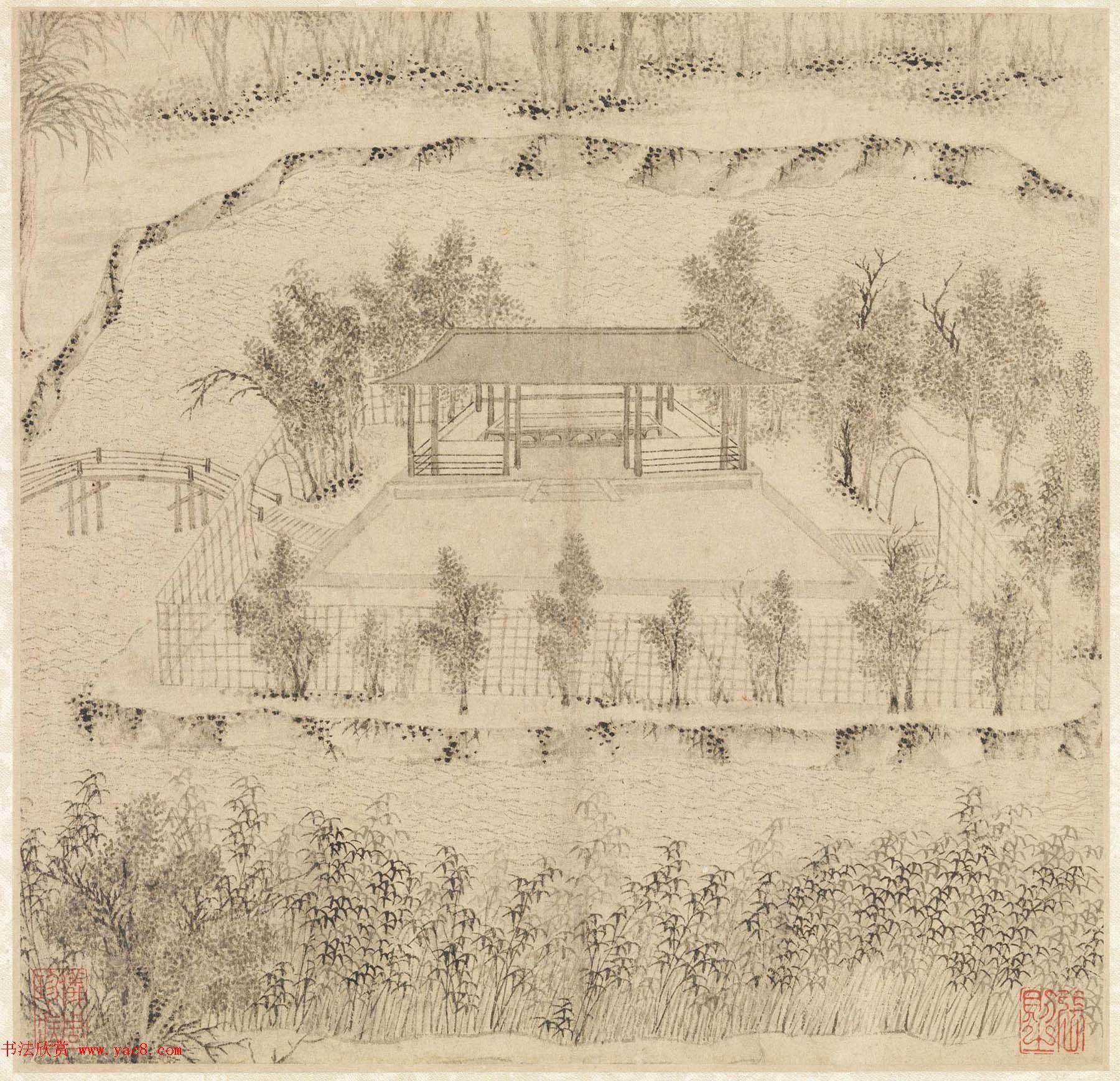 文徵明书画欣赏《山水诗画册页》大图16开