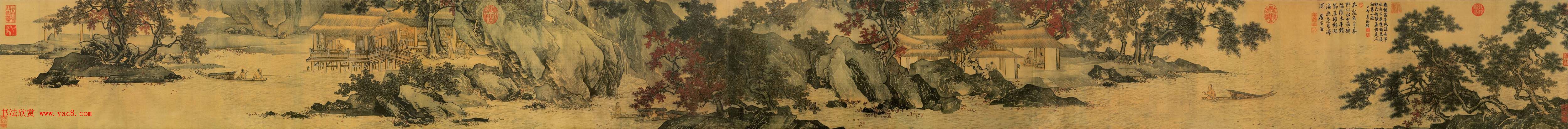 唐寅画卷欣赏：蕉叶睡女图+溪山渔隐图