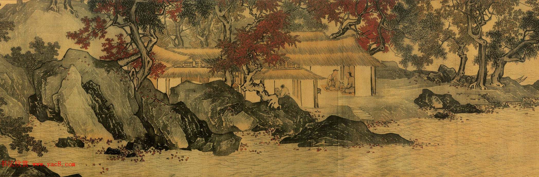 唐寅画卷欣赏：蕉叶睡女图+溪山渔隐图