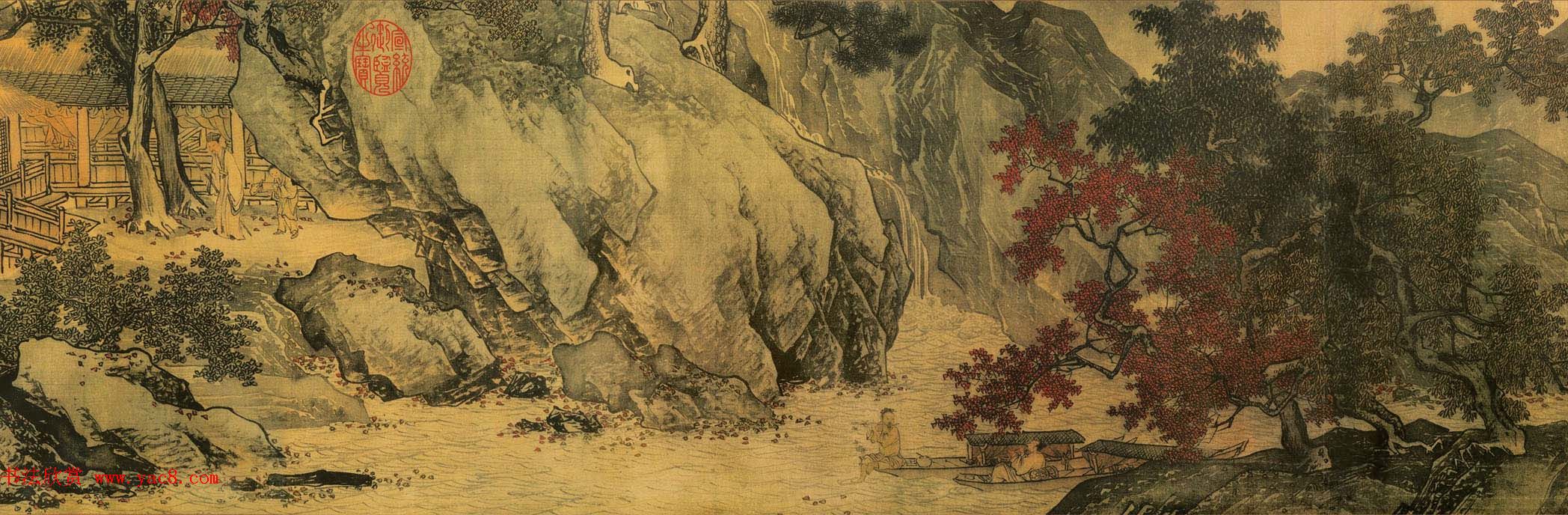 唐寅画卷欣赏：蕉叶睡女图+溪山渔隐图