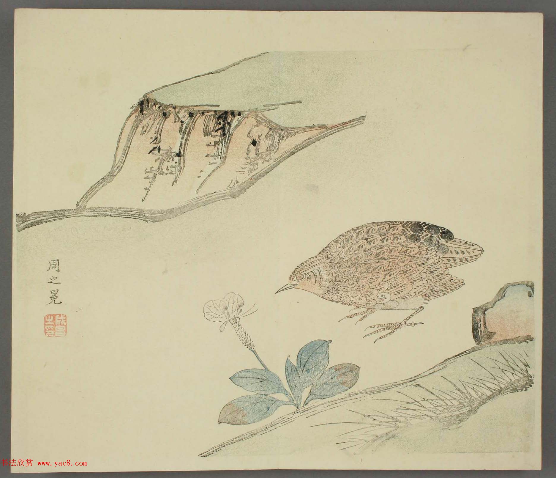 日本竹洞花鸟画欣赏《融斋画谱》