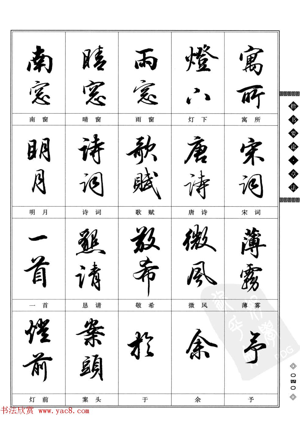 田英章书法专业教程字帖《楷书要论－章法》