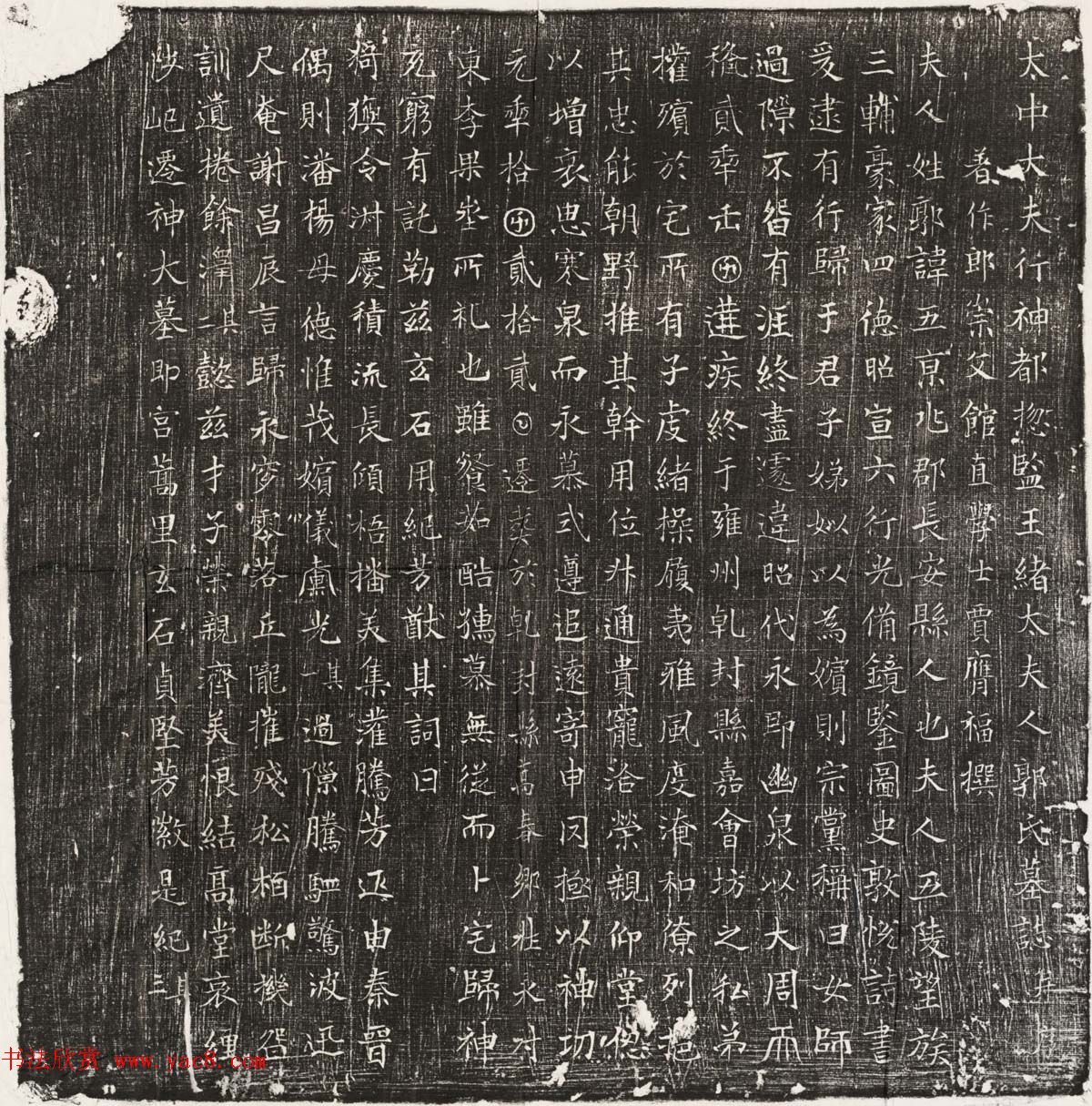 唐代楷书石刻欣赏《王绪母郭五夫人墓志并盖》